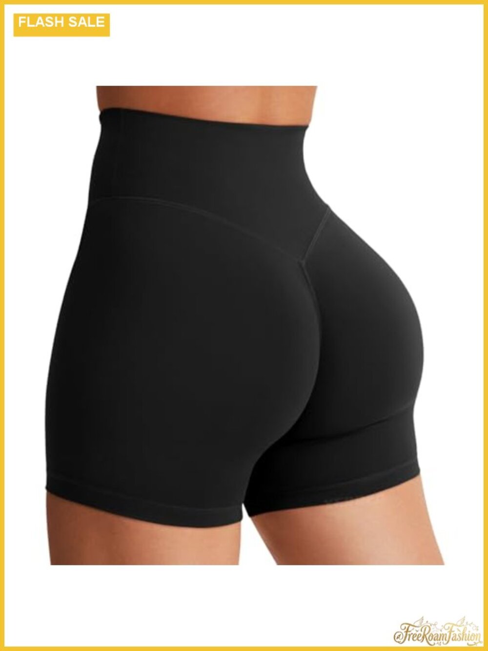 High Waist Biker Shorts with Hidden Scrunch, V Shape Back, No Front Seam